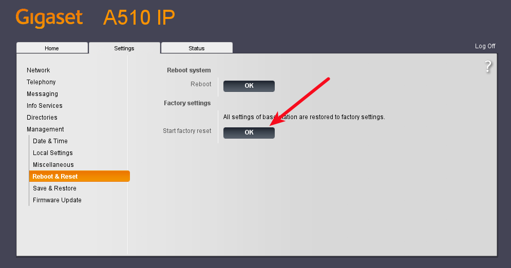 How to reset gigaset a510 to factory default values - resetování Siemens gigaset a510ip do továrního nastavení